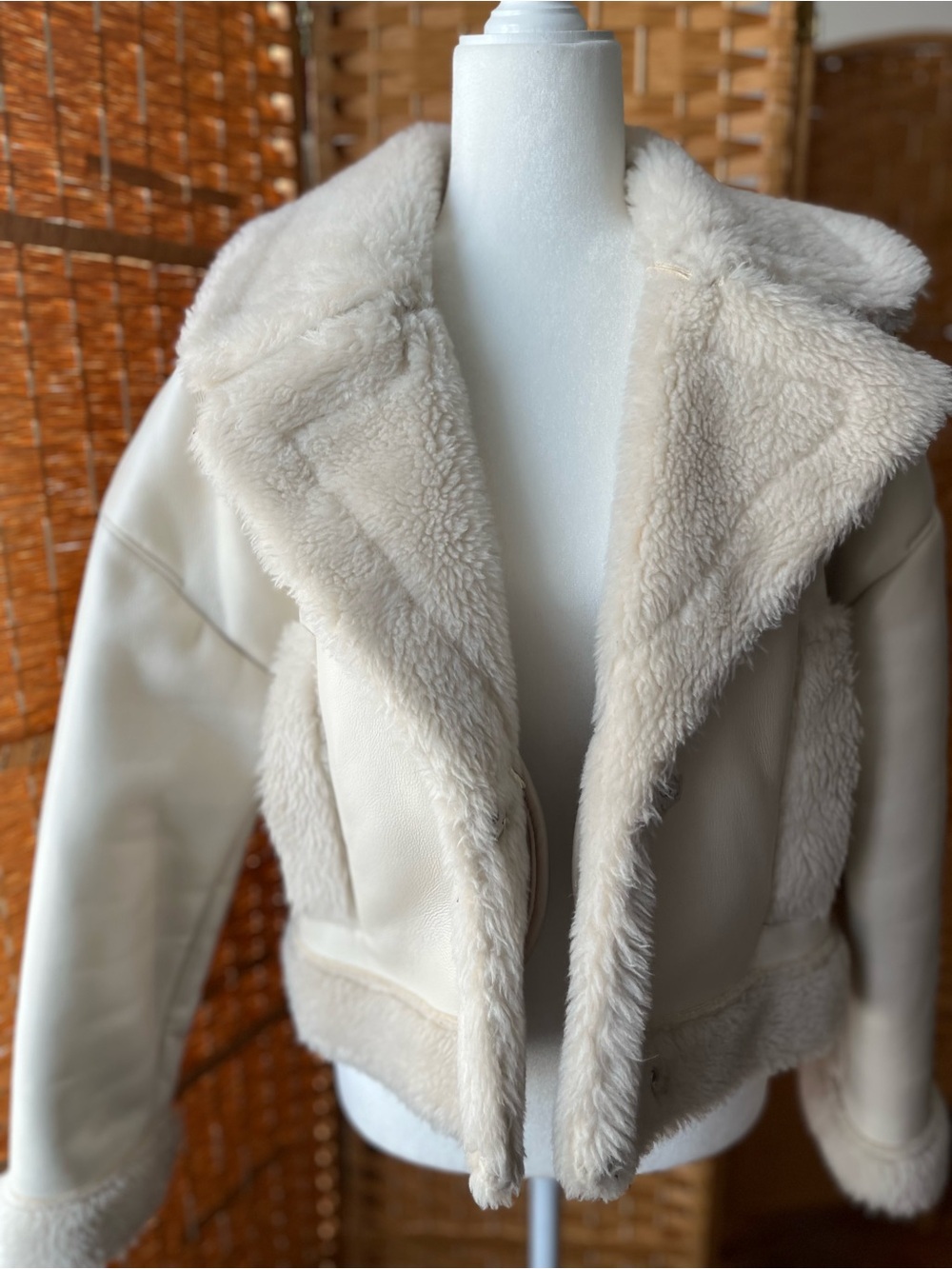 Abercrombie & Fitch Cream Faux-Shearling Teddy Jacket
